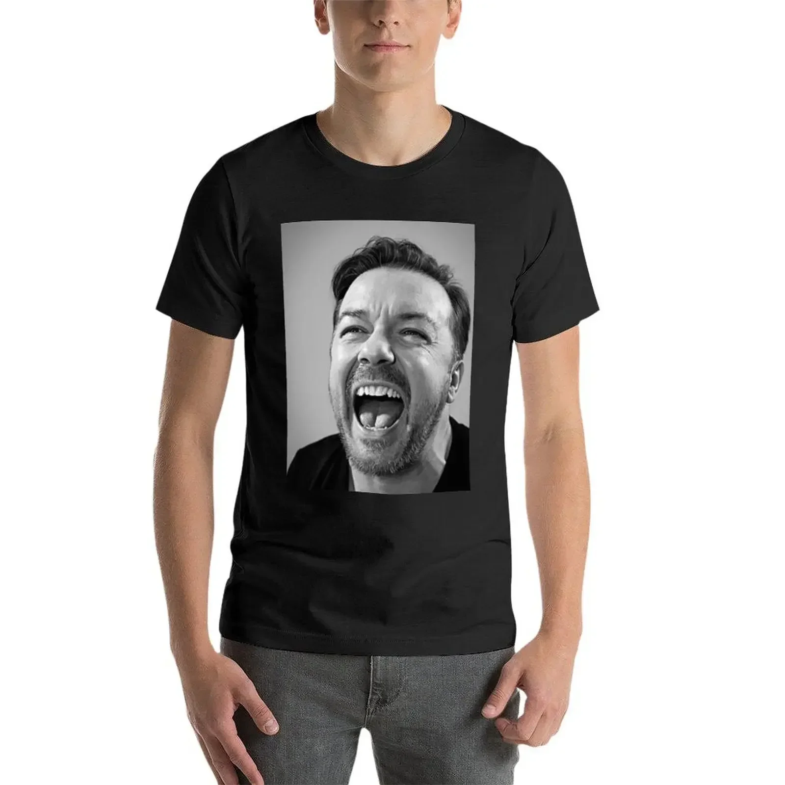 Ricky Gervais laugh T-Shirt aesthetic clothes tees fitted t shirts for men