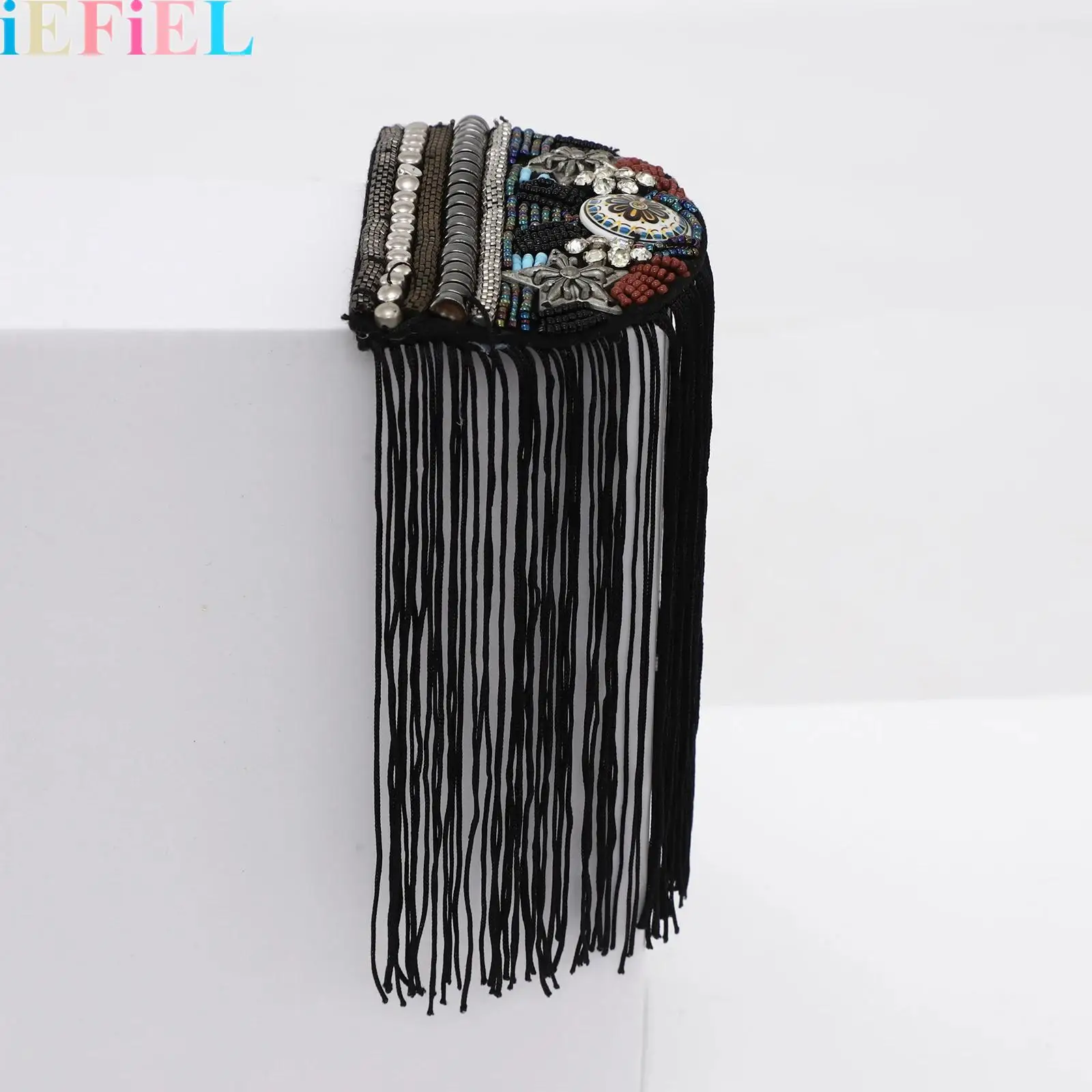 

2Pcs Tassel Fringe Shoulder Epaulet Rhinestones Beaded Shoulder Epaulet Badge Rhinestone Shoulder Brooch Pin for Women Men