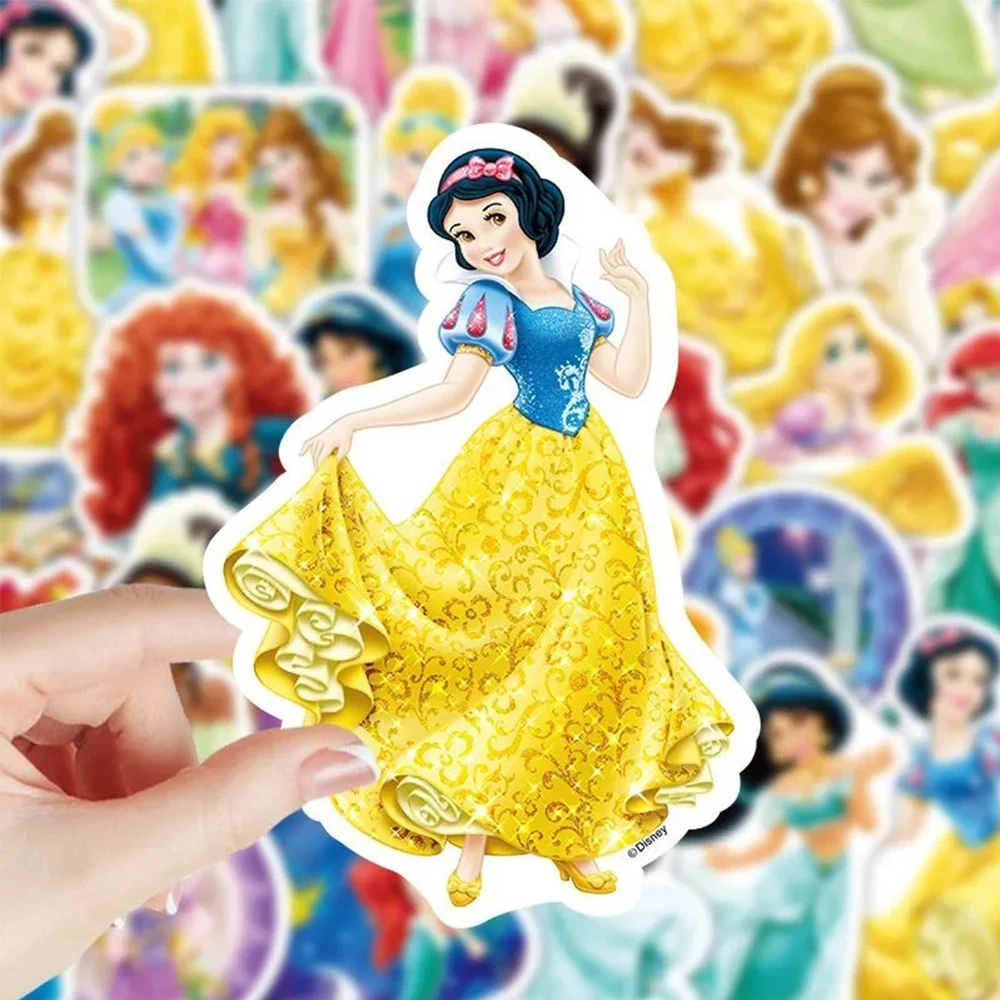 10/30/50/100pcs Kawaii Disney Anime Princess Stickers Cute Rapunzel Snow White Belle Cartoon Decal Phone Guitar Suitcase Sticker