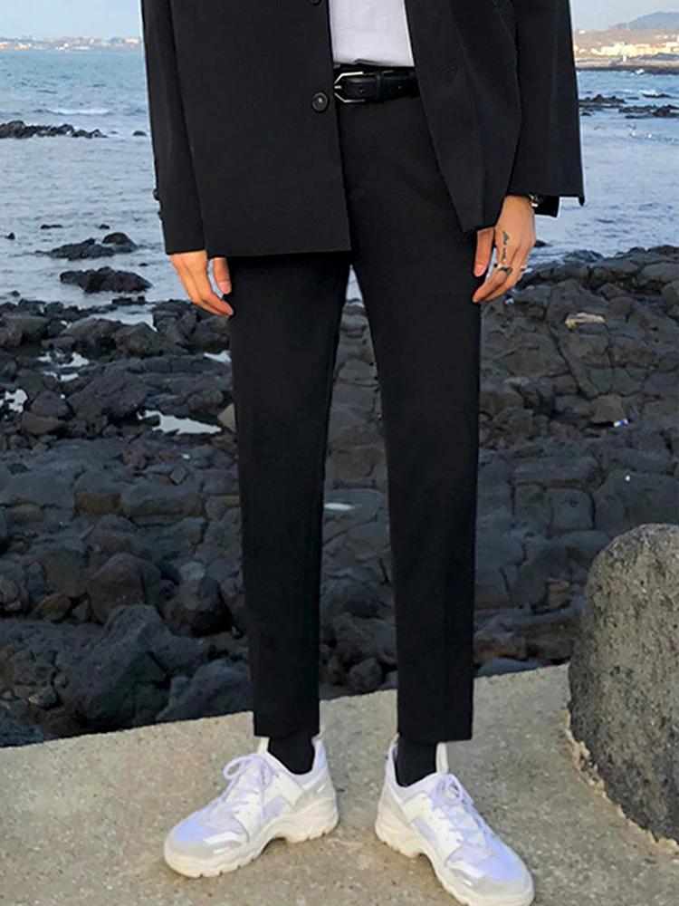 

Spring Autumn Men's Slim Fit Casual Pants Korean Style Nine Points Summer Long Small Foot West Pants Fashionable Youth Leisure