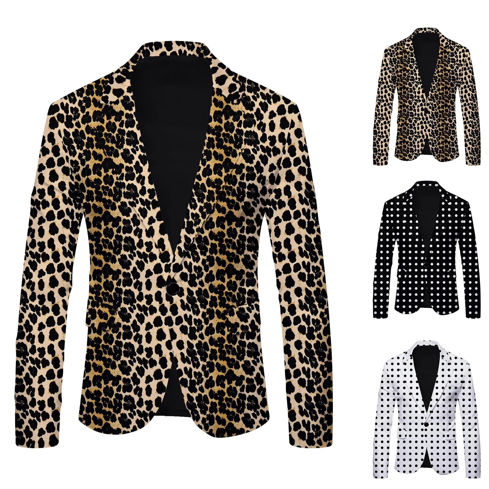 2024 New Leopard Print Suit Jacket Men\'s Slim Fit Casual British Fashion Blazers Men\'s Coat Long Sleeved Jacket Dj Party Wear