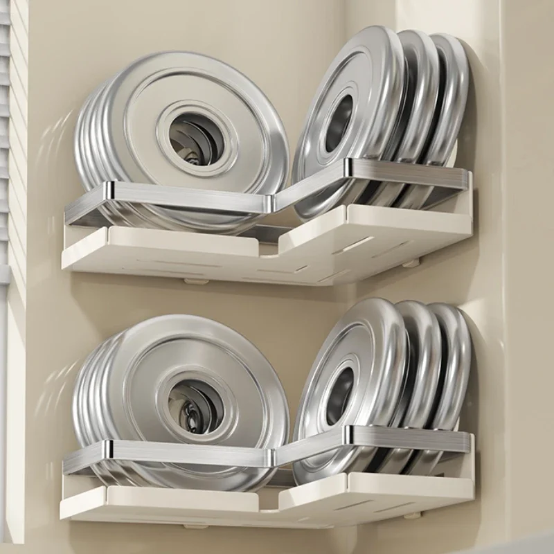 Carbon Steel Spice Organizer Wall-Mounted Draining Rack Oil-Proof Triangular Shelf Suction-Cup Installation for Secure