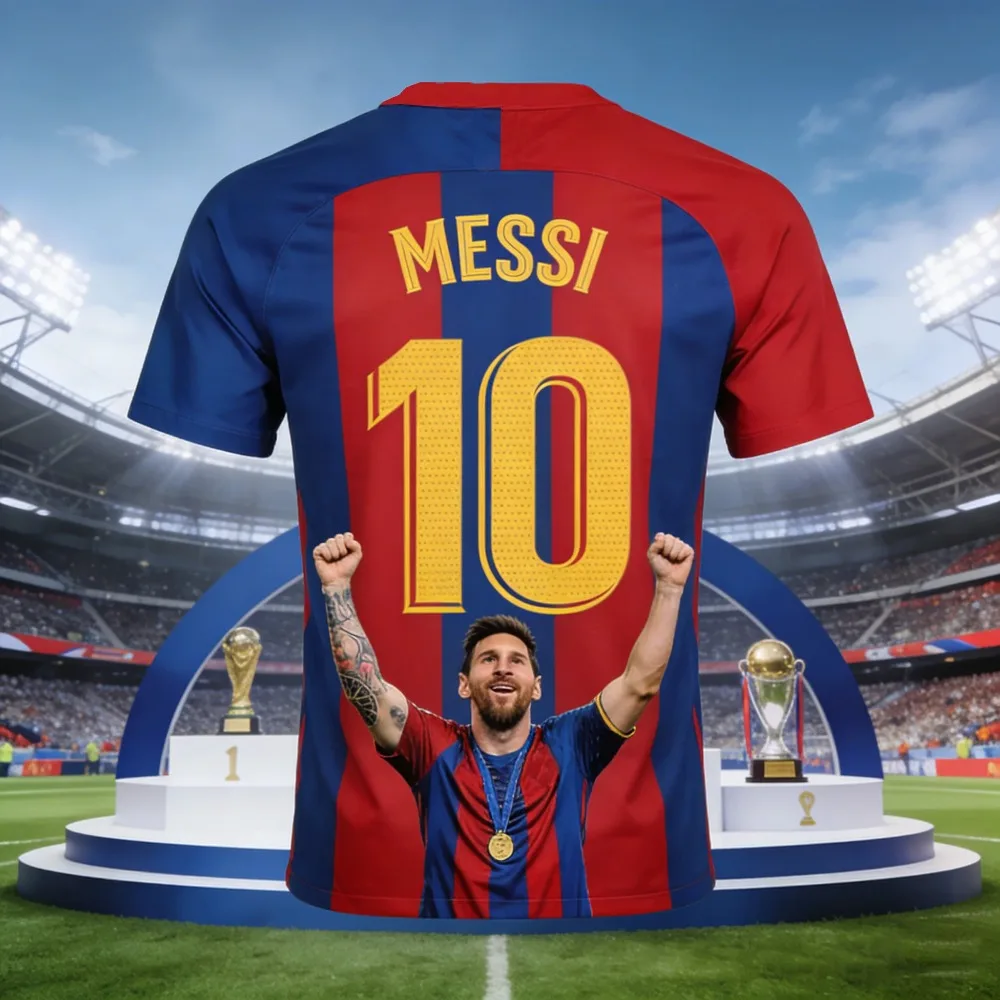Messi 3D-Gedrucktes Kinder-T-Shirt Geeignet für Outdoor-Sport, Atmungsaktives Fußballtrikot, Herren-T-Shirt für den Alltag