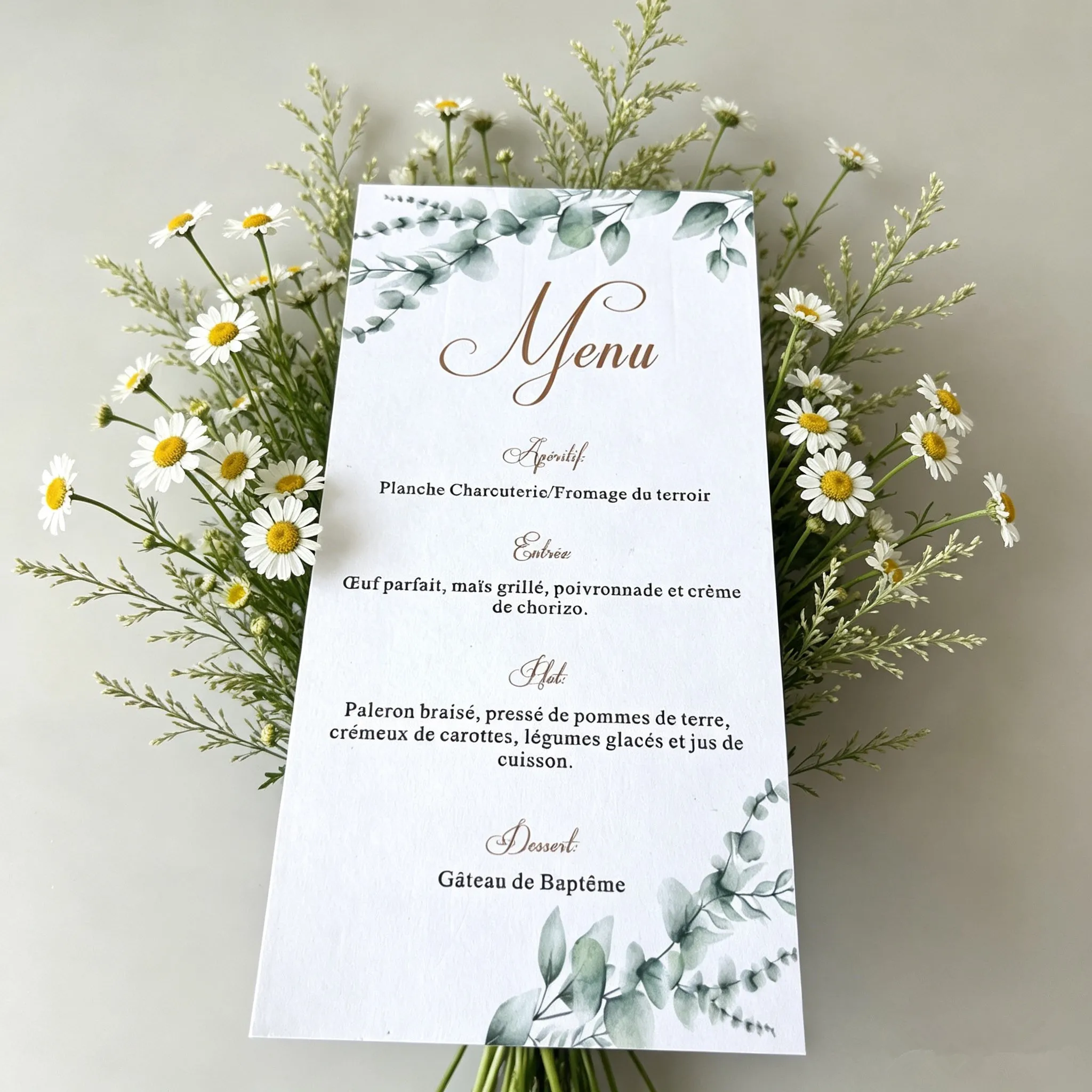 50 szt. Karta Menu ślubne spersonalizowane papierowe Brunch Menu pomysły na akcesoria weselne na przyjęcie urodzinowe — zdjęcie 5