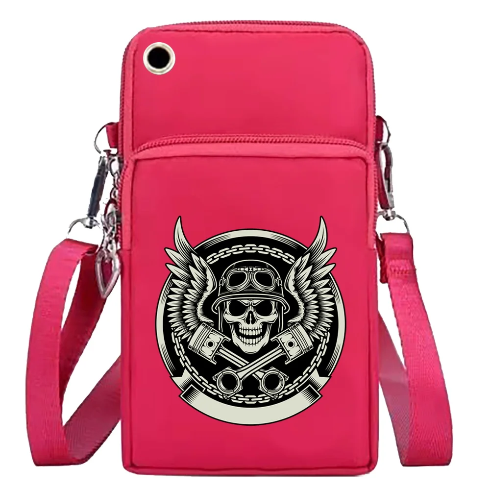 Bolso para teléfono móvil, bolsos de hombro para mujer, bolso de muñeca con estampado de calavera, bolso para brazo, paquete Universal para teléfono móvil Apple/Huawei/Xiaomi/Samsung