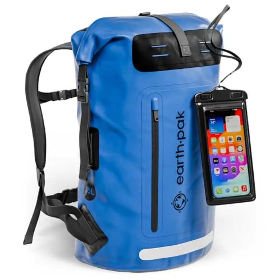 

Waterproof Backpack - Heavy Duty Hiking Backpack - Roll-Top Closure Bag - Cushioned Dry Bag Waterproof Phone Case