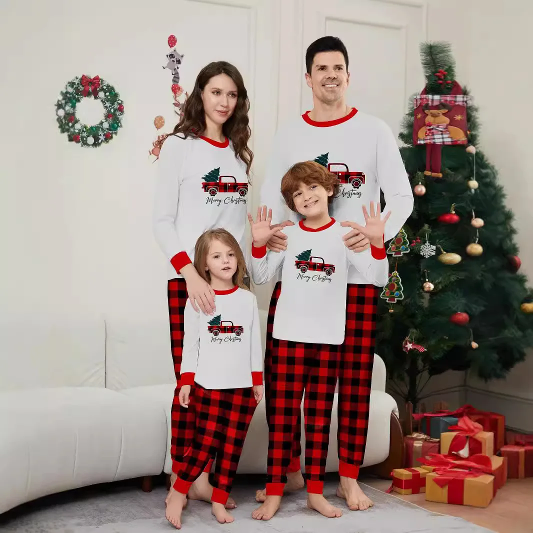 

Winter Cartoon Print Cute Pajamas Christmas Matching Outfits Parent-child Clothing Soft Loose Homewear Xmas Family Look Pjs