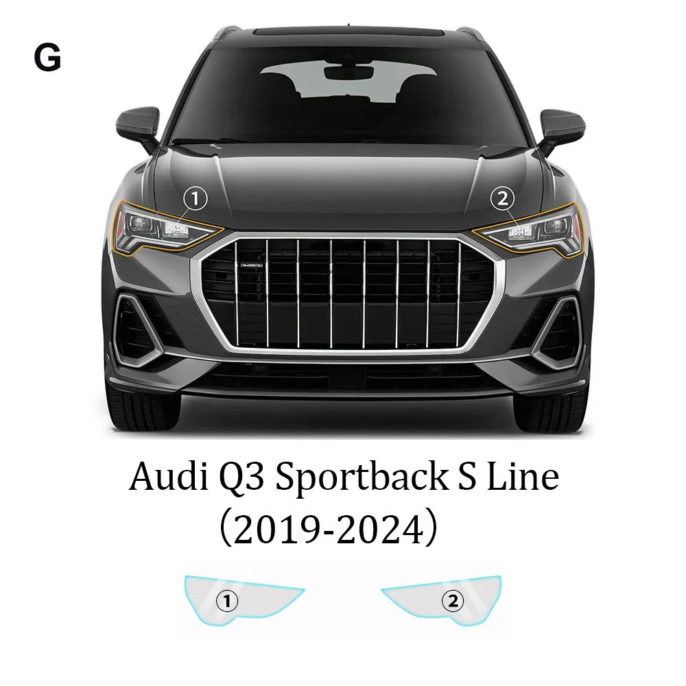 

For Audi Q3 Sportback S Line 2019-2024 Headlight Rearview TPU Paint Protective Film Pre-cut PPF Clear Bra Anti-scratch Resistant