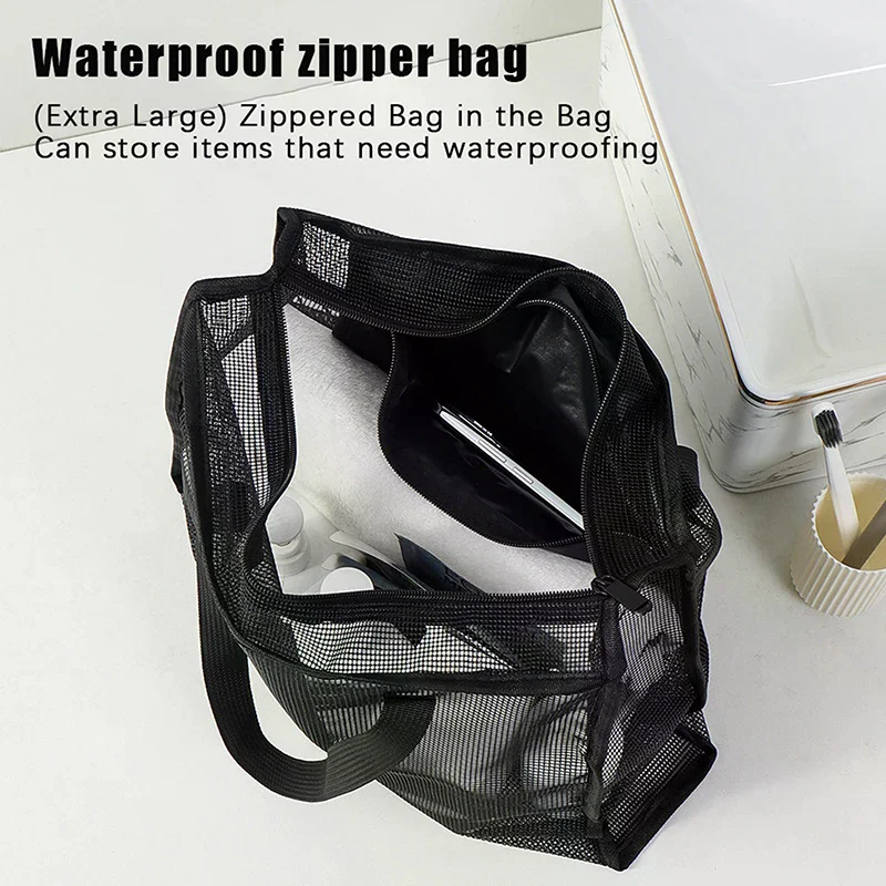 Portable Travel Washing Body Shower Storage Bag; Large Capacity Mesh Makeup Cosmetic Pouch; Versatile Toiletry Handbags.