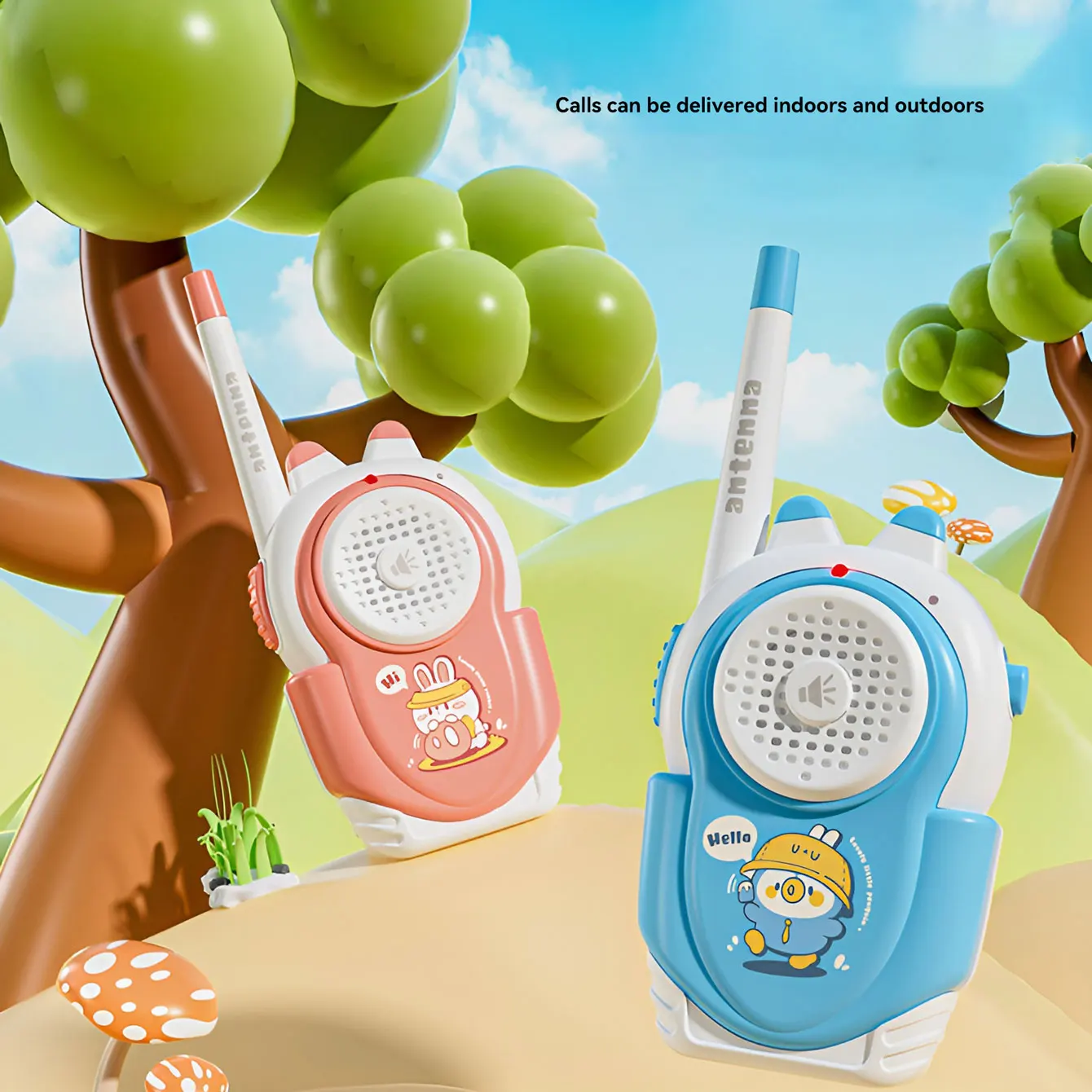 Giocattolo walkie-talkie dei cartoni animati Giocattolo di conversazione divertente Gioco interattivo per interni domestici all'aperto Qualità del suono chiara senza batteria di distribuzione
