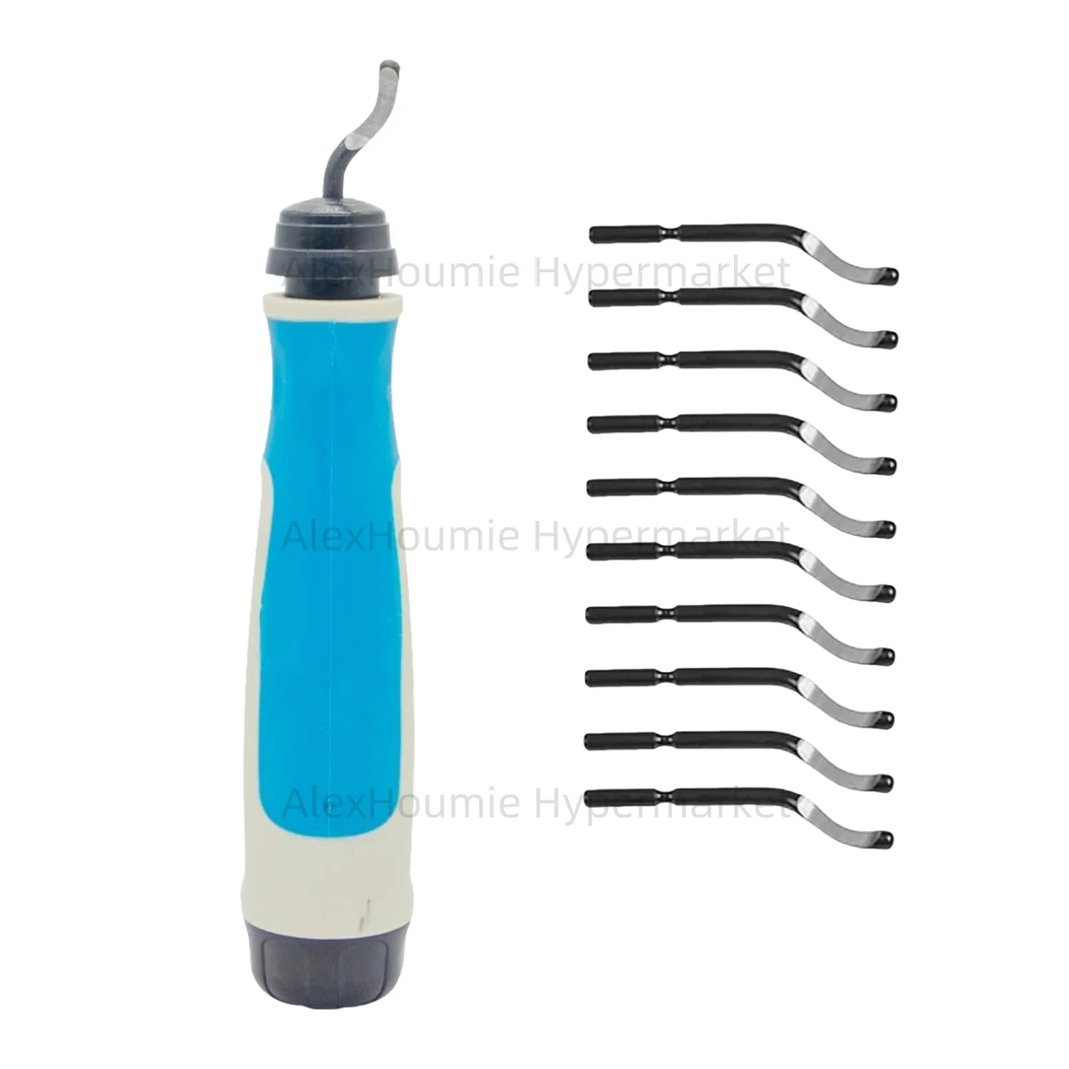 Premium NG1000 Deburring Tool with 10 PCS BS1010 High Speed Steel Swivel Blades 360 Degree Rotary Head for Plumbing Burr Removal