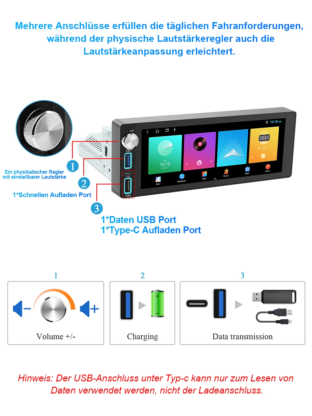 AntNavi Carplay Radio 1 Din 6.9 Inch Central MultiMedia MP5 Player Android Auto MirrorLink FM 1 USB Universal Car Autostereo