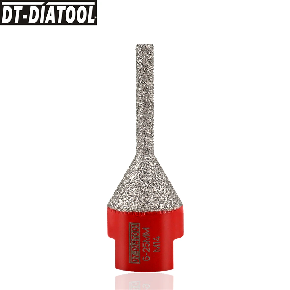 DT-DIATOOL 6mm x 25mm diamante dedo bit cone chanfradura moagem porcelana telha de mármore fresas m14