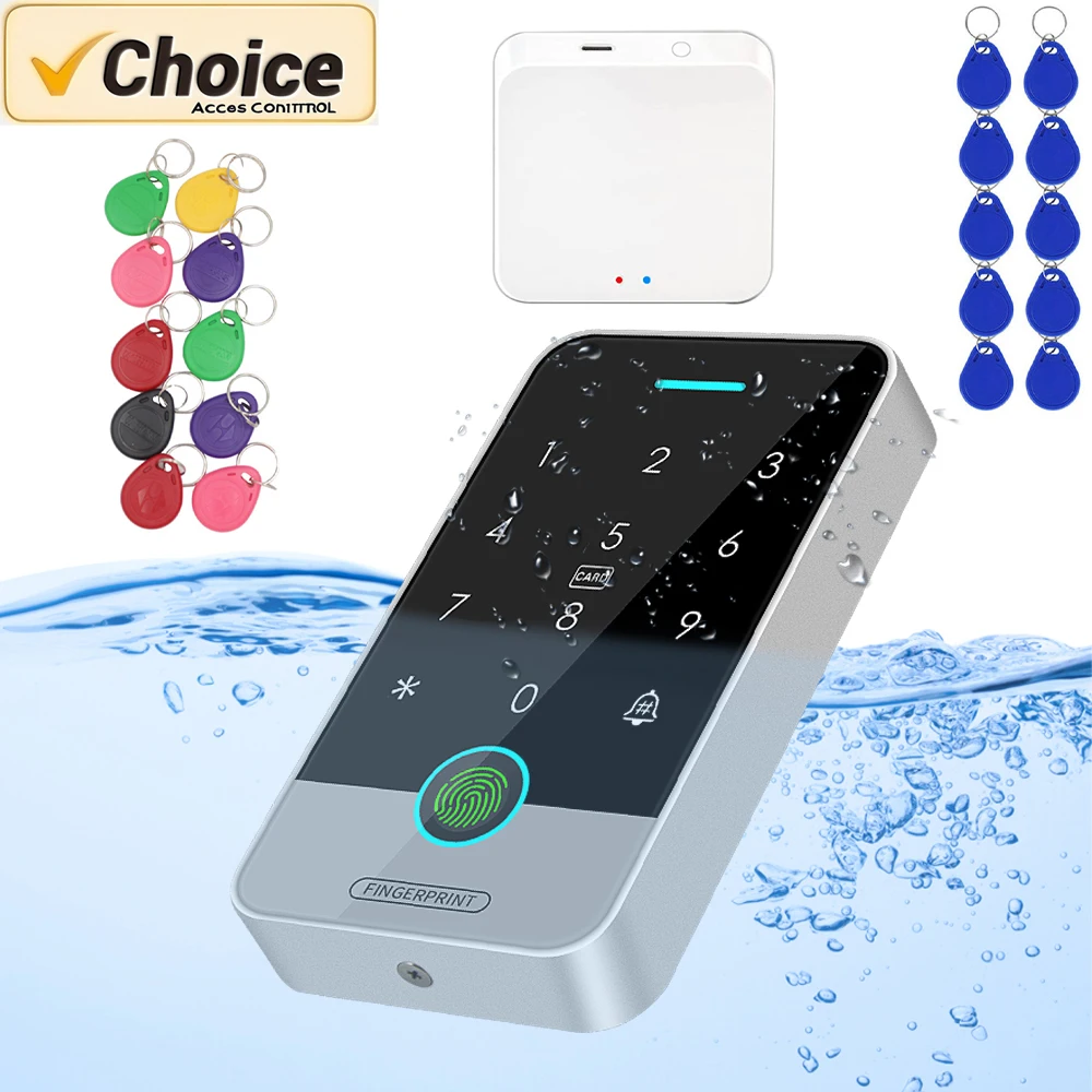 

Непромокаемый Bluetooth NFC Tuya App Контроль доступа на открытом воздухе: MF IC и EM ID RFID, отпечаток пальца, клавиатура Открытый электрический магнитный замок