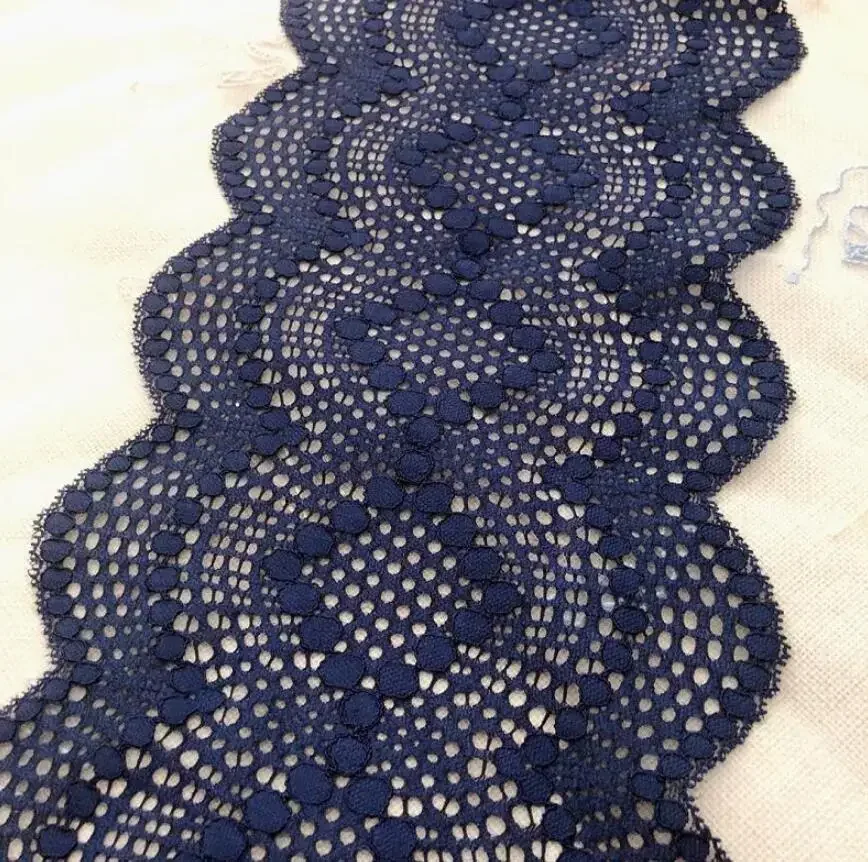 1 Meter Super Wide 18CM High Quality African Elastic Lace Trim Ribbon Blue Stretchy Lace Trimming