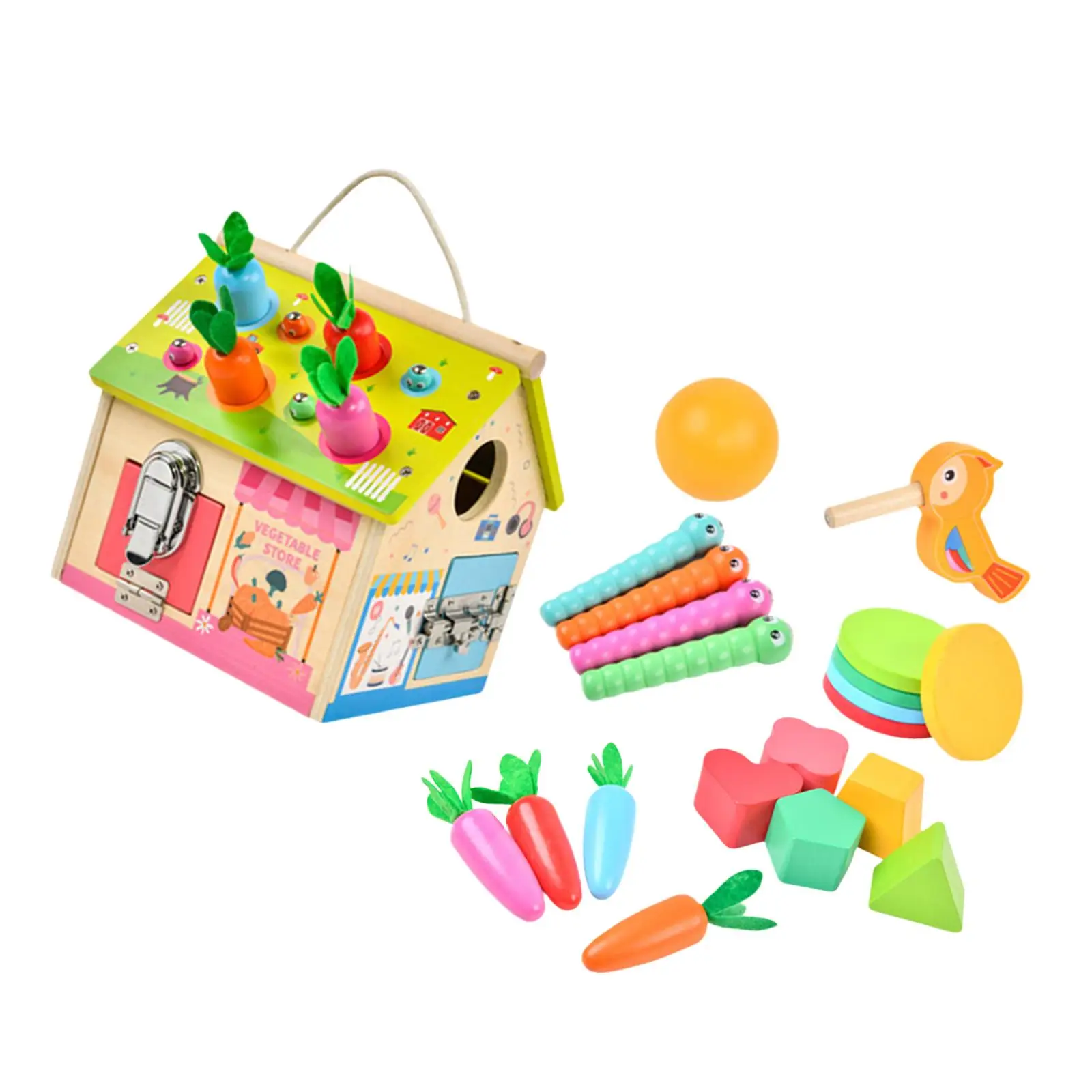 Wood Busy Activity Center Learning Activity Early Education Toy for Ages 1 2 3 Years Old Holiday Gift Child Preschool Infants