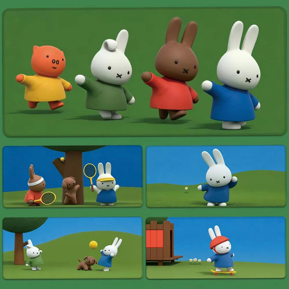 Cartoon Miffy Rabbit Mouse Pad Extra Large Thickened Rubber Office Computer Keyboard Desk Pad Desk Pad Decoration