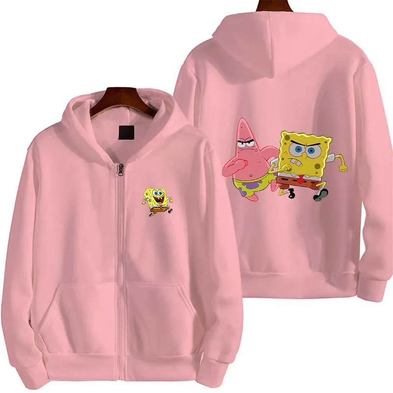 SpongeBob SquarePants And Patrick Star Anime Men's New Zipper Hoodie Women's Pullover Couple Outdoor Sports Hoodie Free Shipping