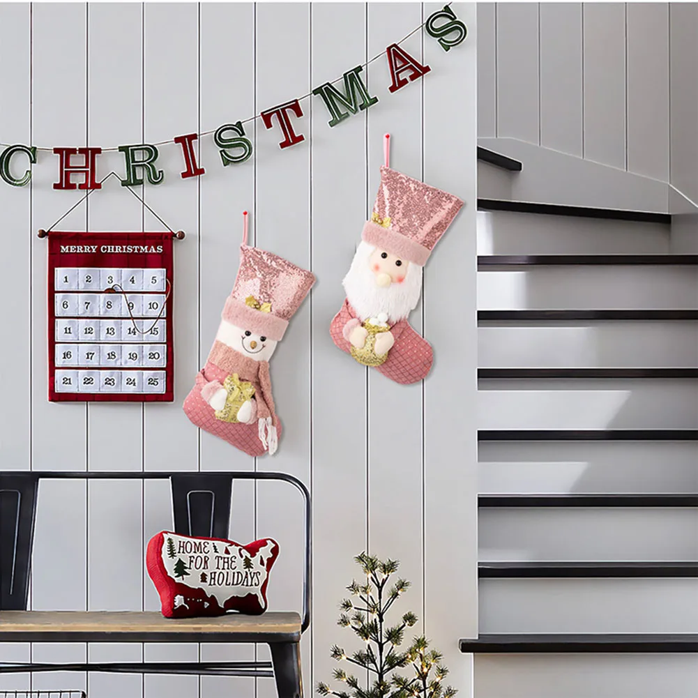 Festive Settings Christmas Stockings Holiday Decor Charming Designs Easy To Display Joyful Atmosphere Large Opening