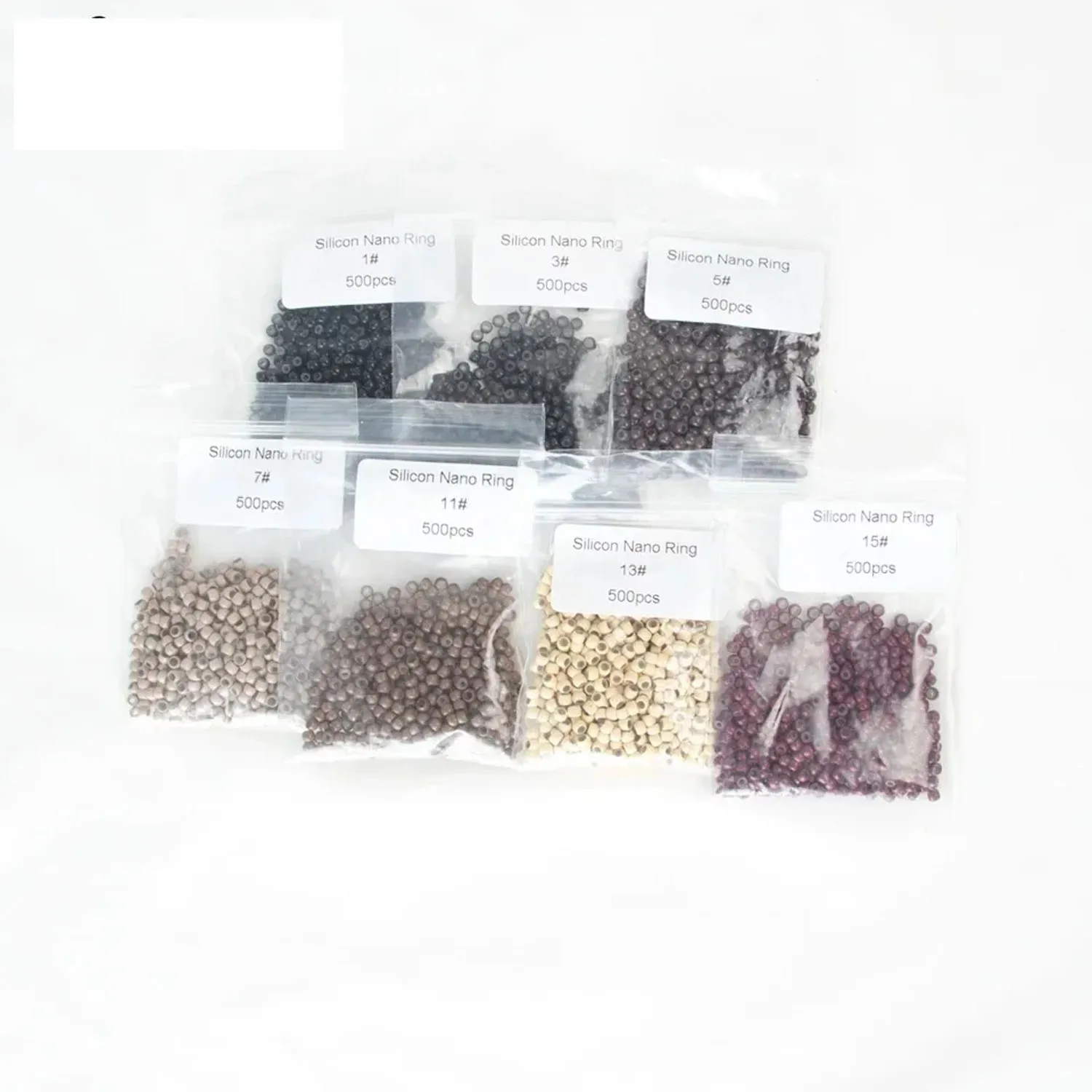 500개 가장 작은 나노 실리콘 링 나노 실리콘 링크 나노 헤어 익스텐션용 마이크로 실리콘 링 8가지 색상 옵션