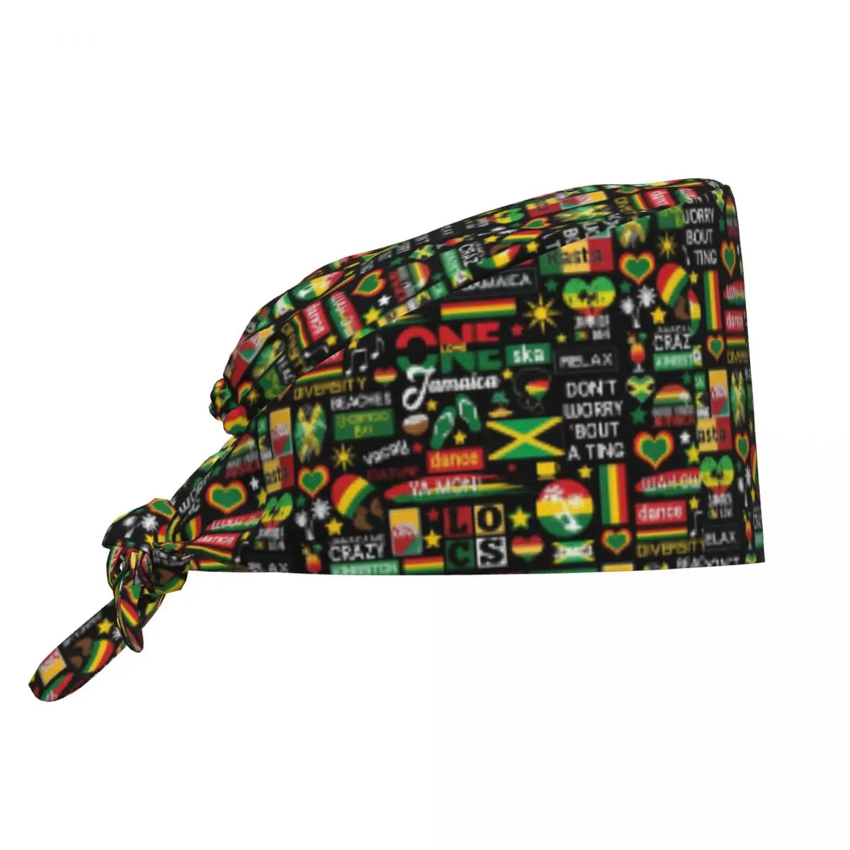 Jamaica One Love Culture Pattern Breathable Scrub Hat Surgical Scrub Caps Nursing Hair Hats Work Scrubs Hat for Medical Surgical