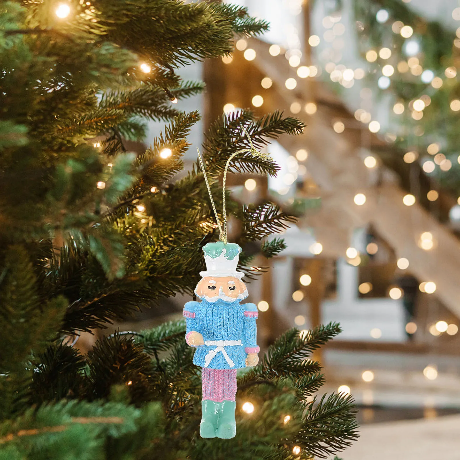 

4Pcs Resin Nutcracker Puppet Figure Hanging Christmas Ornament Decor for Fireplace Mantle Table Top Display Resin Nutcracker