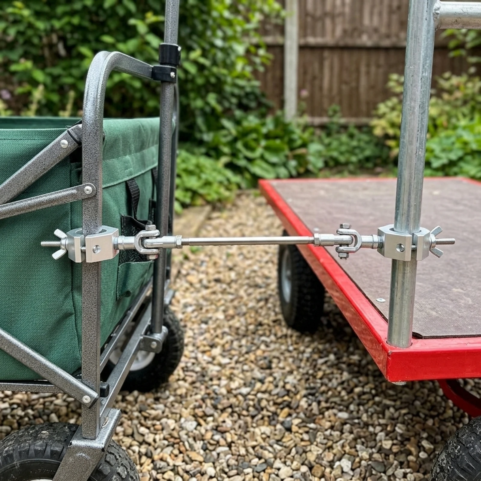 Cart Connector Rod Clamp-on Rod with Clamps Linkage Bar Heavy-Duty Hardware Corrosion-Resistant for DIYers, Garden Carts