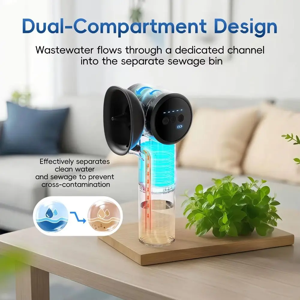 Dual-Compartment Design Ear Wax Cleaner Kit 5 Pressure Settings IPX7 Waterproof Ear Wax Removal Mild Drying Safe Ear Cleaner