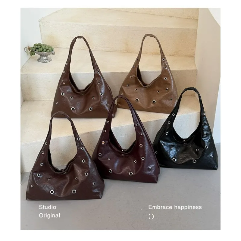 Large Capacity Retro Tote Bag Women' Fashion Lazy Style Single Shoulder Casual Versatile Commuter Underarm Women's Bag Exquisite