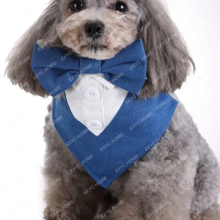 Pet Clothes New Dog Clothes Spring/Summer Bow Tie and Tie Pet Clothes Suit Triangular Binder Bow Tie dog