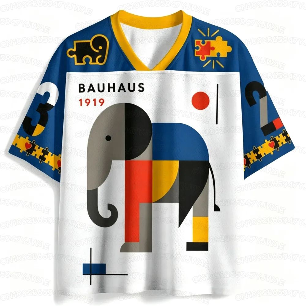 New 2026 Summer Men's Women's Bauhaus Style Printed Jersey Soccer Shirt Casual Sports Short Sleeve Sport T-Shirt Tops