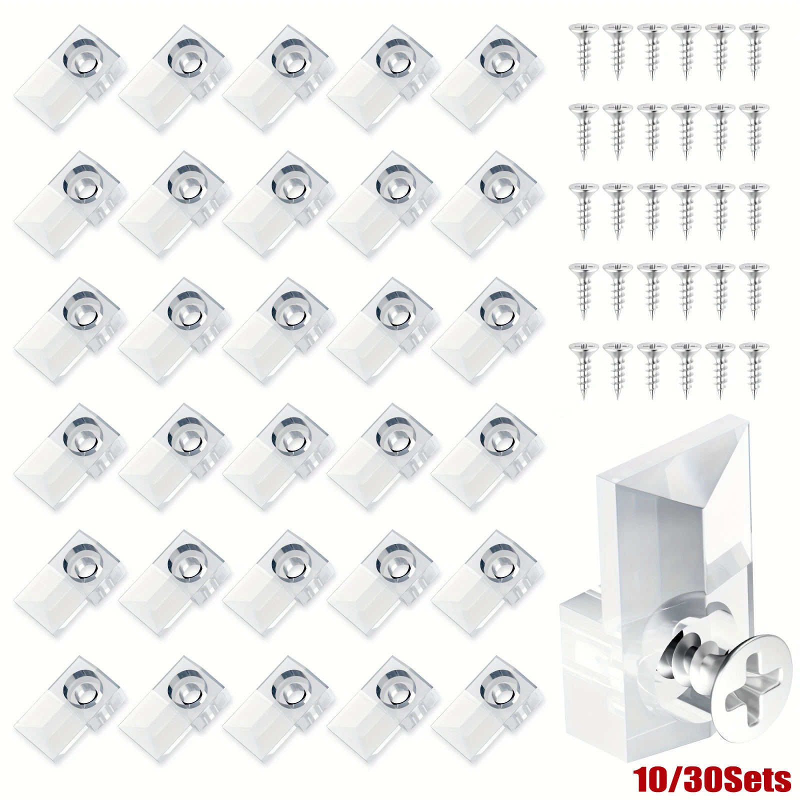 Mirror Holder Clips Glass Mirror Frame Retainer Clips Frameless Mirror Hanger Clips Mirror Hanging Kit with Screws for Wall Door