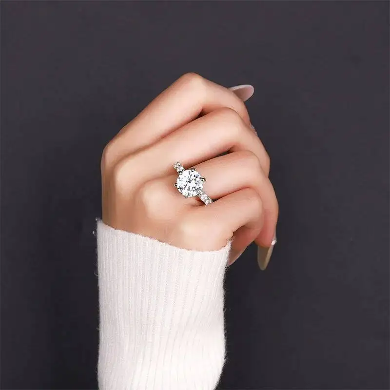 S925 Sterling Silver Hot Selling 5CT Moissanite Rings For Luxury Moonlight  Women Jewelry  Wedding Ring With GRA Certificate