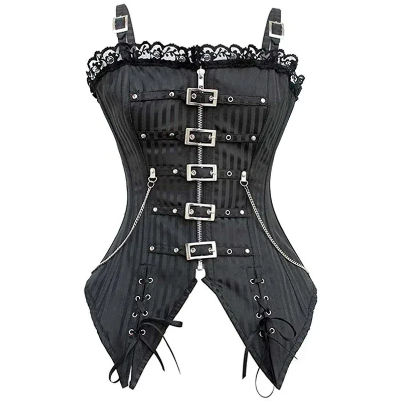 곰의 쓰레기 레이디 탄성 본드 코르셋 고딕 Steampunk 홀터넥 넥 버클 허리 Cincher 패션 슬림 Clubwear F 2025 새로운