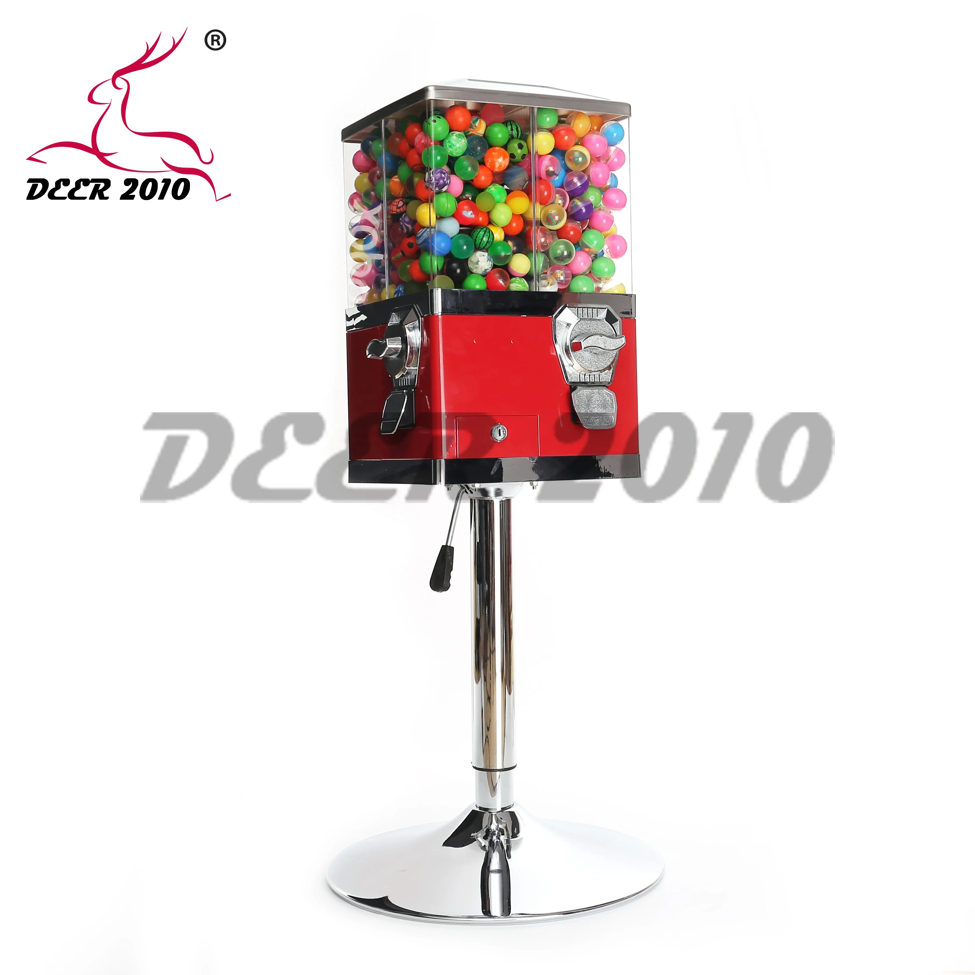 Hot Wholesale Factory Price Deer Brand 4 Head Coin Operated Gumball Candy Vending Machine Mini Commercial Stand Kids 300-600