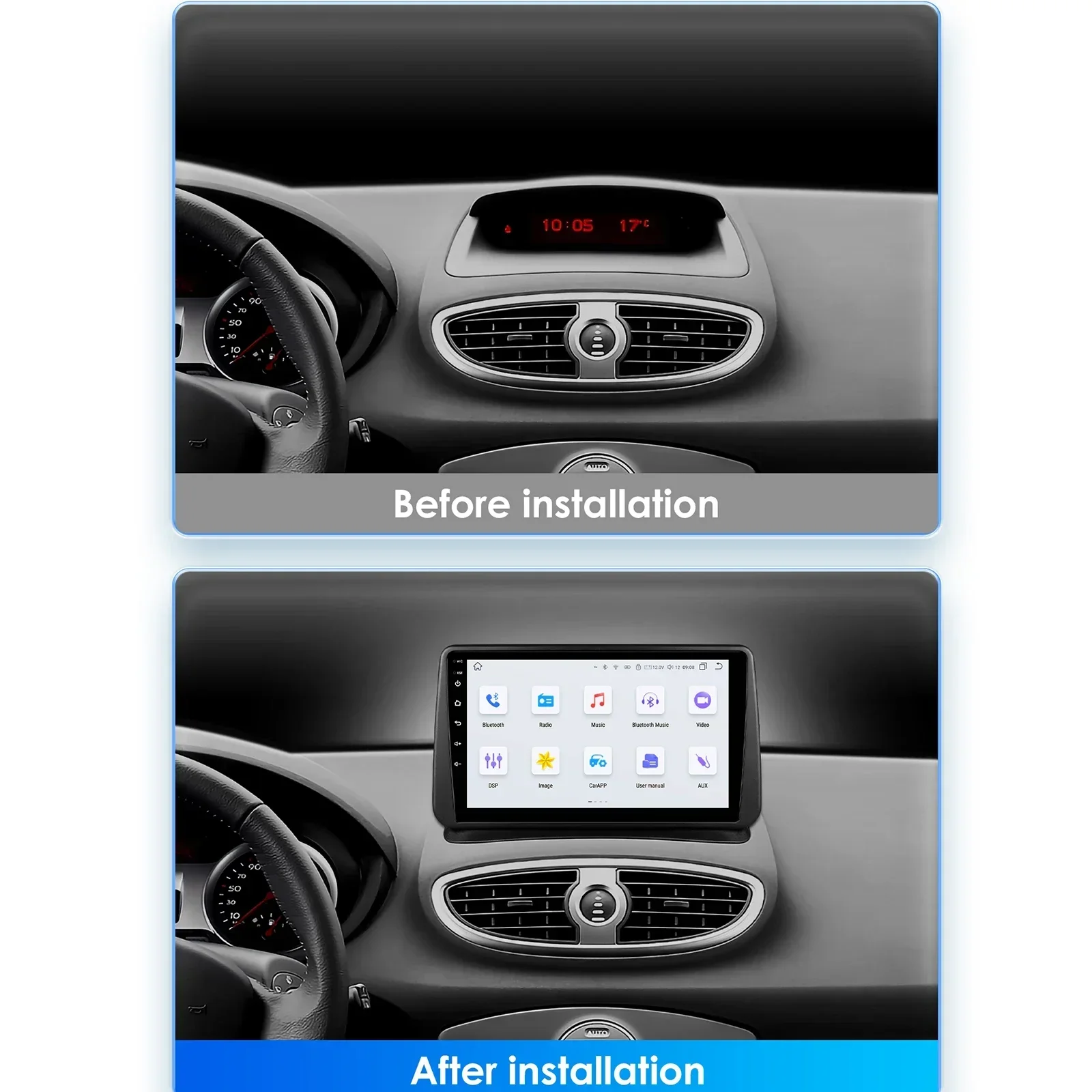 Hizpo CarPlay 4G 2 Din Android 13 รถวิทยุสําหรับRenault CLIO 3 2005-2014 วิดีโอมัลติมีเดียAIเครื่องเล่นอัจฉริยะGPS DSP WIFI RDS