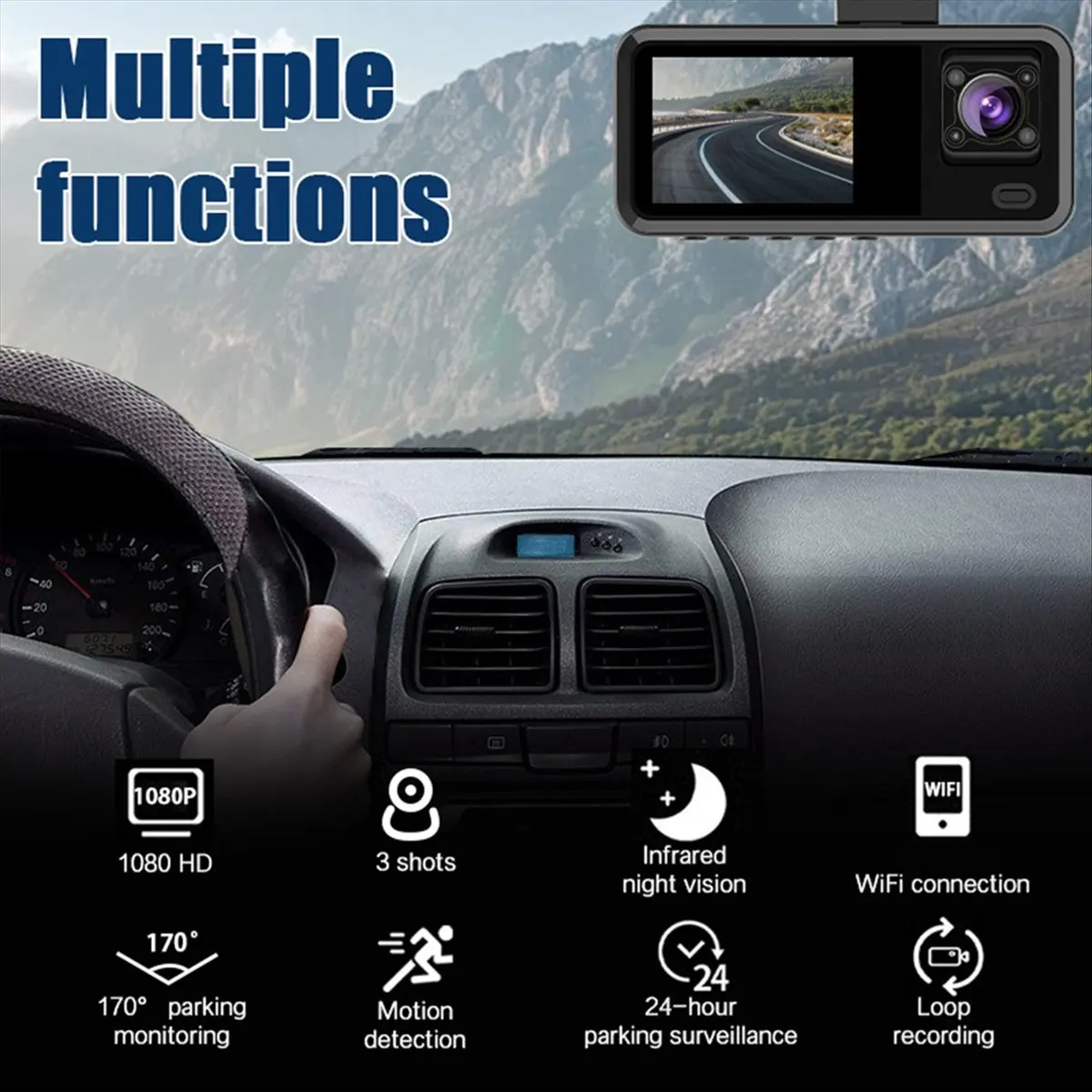 N05R 3 Channel Dash Cam for Cars Camera WIFI 1080P Video Recorder Rear View Camera for Vehicle Car DVR Car Accessories