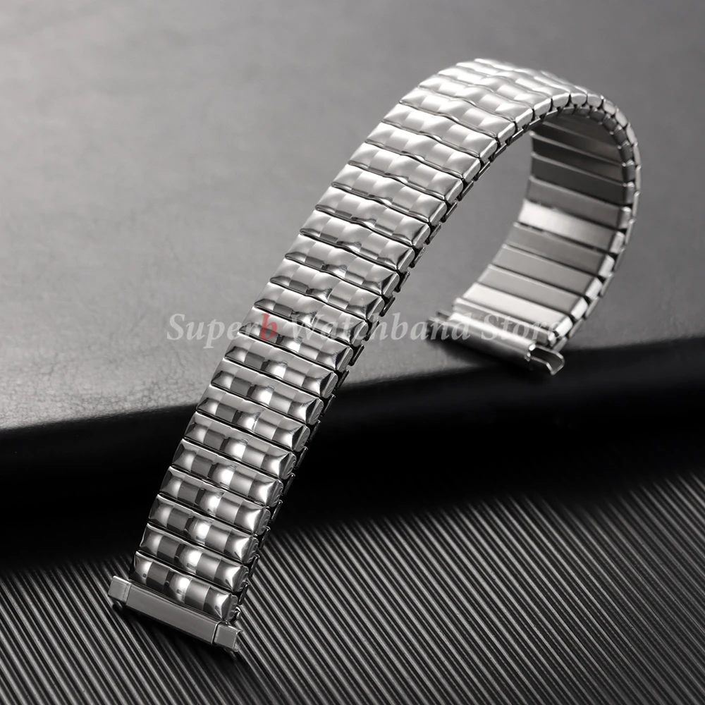 16-23 مللي متر جديد الفولاذ المقاوم للصدأ حزام (استيك) ساعة حزام تمتد التوسع المعادن مطاطا حزام اكسسوارات الرجال النساء أساور الفضة