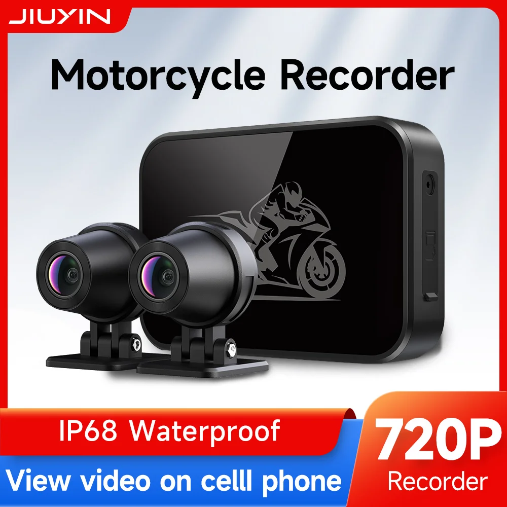 JIUYIN Motorcycle Dual 2K DVR Smart Connect Action Camera Recorder Front & Rearview WiFi Waterproof Motorcycle Dash Cam