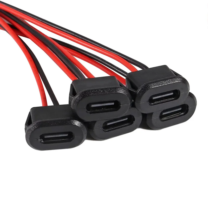 5/10PCS 2Pin USB Connector Type-C Waterproof with Female Socket Fast Charging Jack Charging Port USB-C Charger Plug Socket