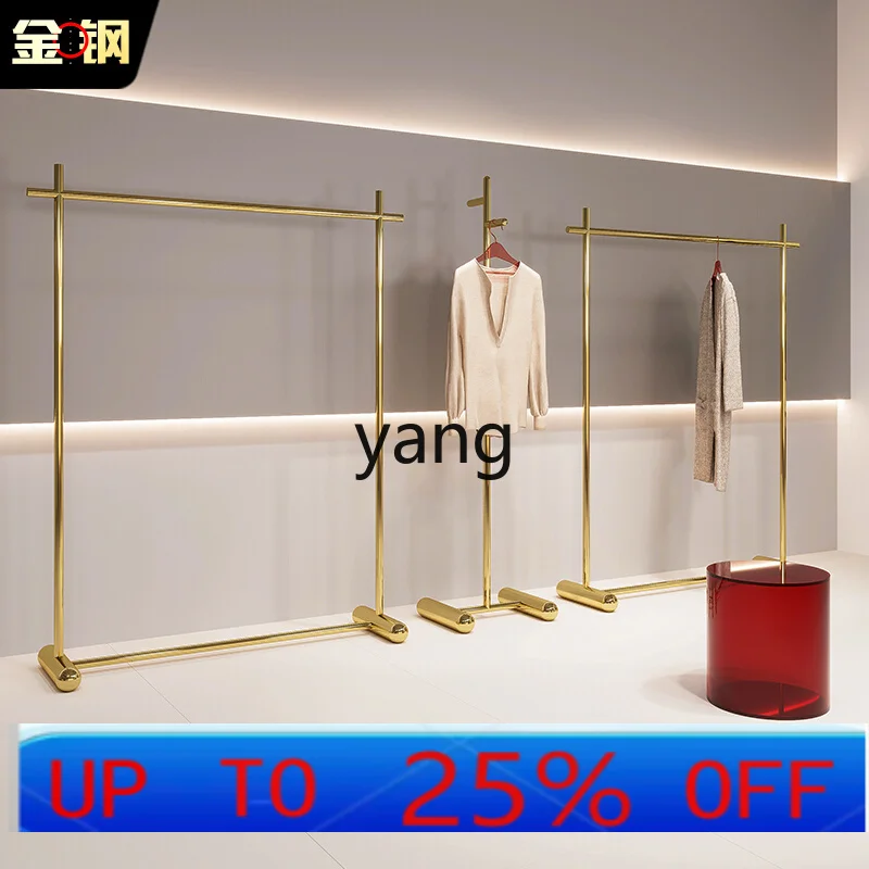 

LH clothing store display rack floor-to-ceiling stainless steel titanium hanging clothes rack
