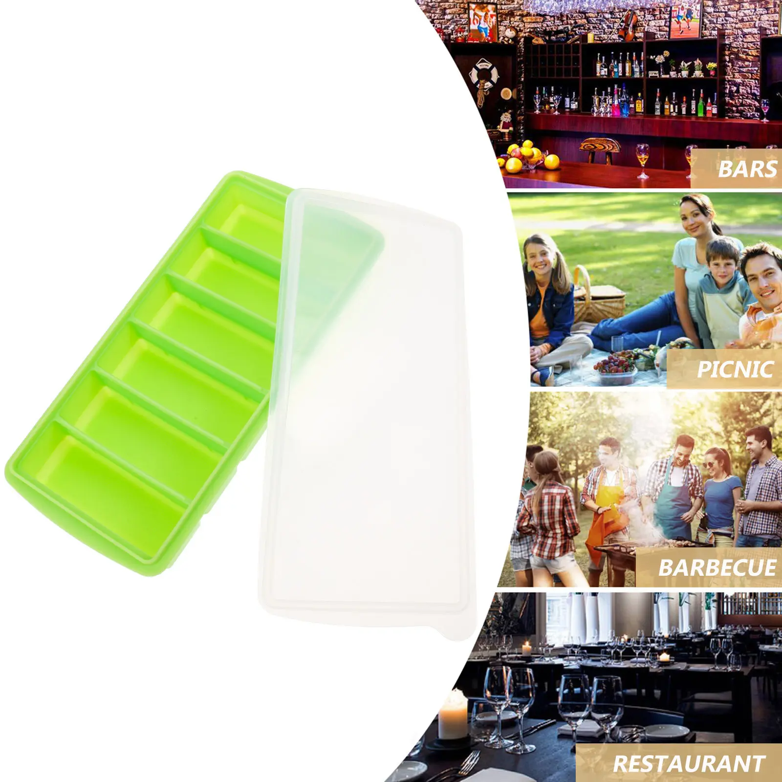 1Pcs Ice Cube Tray Silicone 6 Slots Removable Lid Food Grade Mold Reusable Easy Clean Spill Proof for Home Party Bar