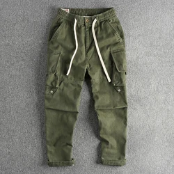 Autumn twill wash functional retro cargo casual pants men's three-dimensional pocket trend loose Haren pants