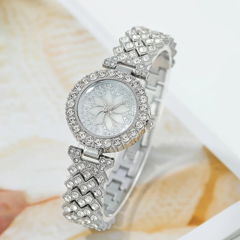 Kegllect 5PCS Women's New Full Diamond Fashion Trend Watch Versatile Light Luxury Watches