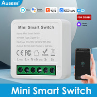 Aubess Tuya 10/16A WiFi/Zigbee Smart Switch Mini DIY Breaker Module Relay 1/2/3/4 Gang 2-way Control Work With Alexa Google Home