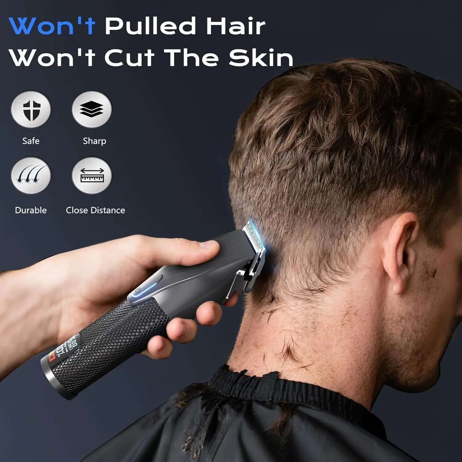 Men's Cordless Hair Clippers & Trimmers Set, Professional Electric Hair Cutting Grooming Shaver Kit with 7500RPM Powerful Motor, LCD Display, Multi-Function for Nose, Face, Body & Beard