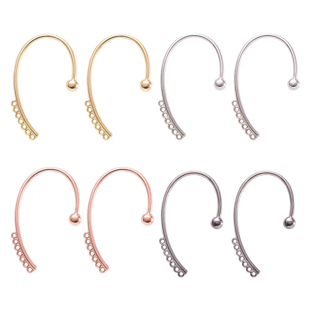 20Pairs Alloy Cuff Earring Rhinestone Settings with Horizontal Loop For Women Fashion Jewelry Dangle Earrings DIY Accessories