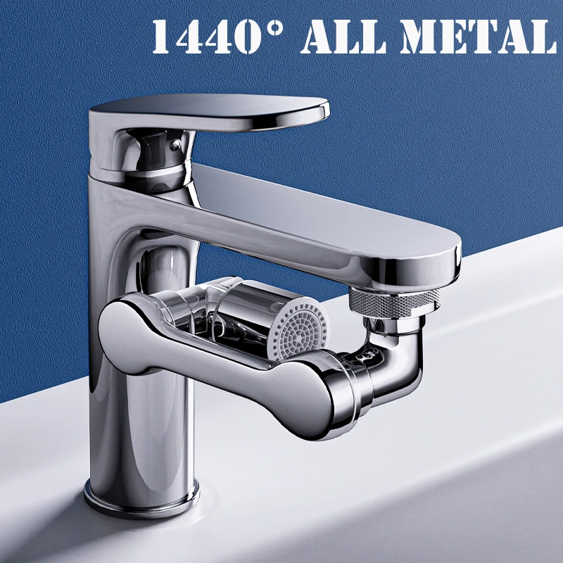 1440° Kitchen Sink Faucet Extenders 2 Modes Metal Water Tap Nozzle Universal Bathroom Tap Bubbler Adapter Saving Aerator