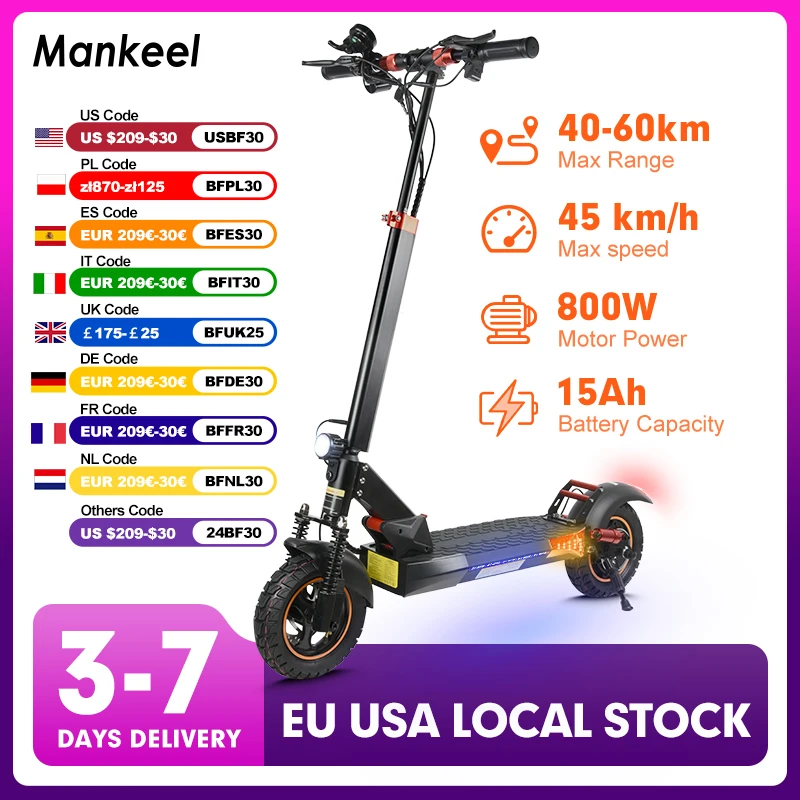 

Mankeel MX-14 Electric Scooter 800W 15Ah Foldable eScooter 28MPH 10" Off Road Tire Powerful Electric Kick Scooter Adult