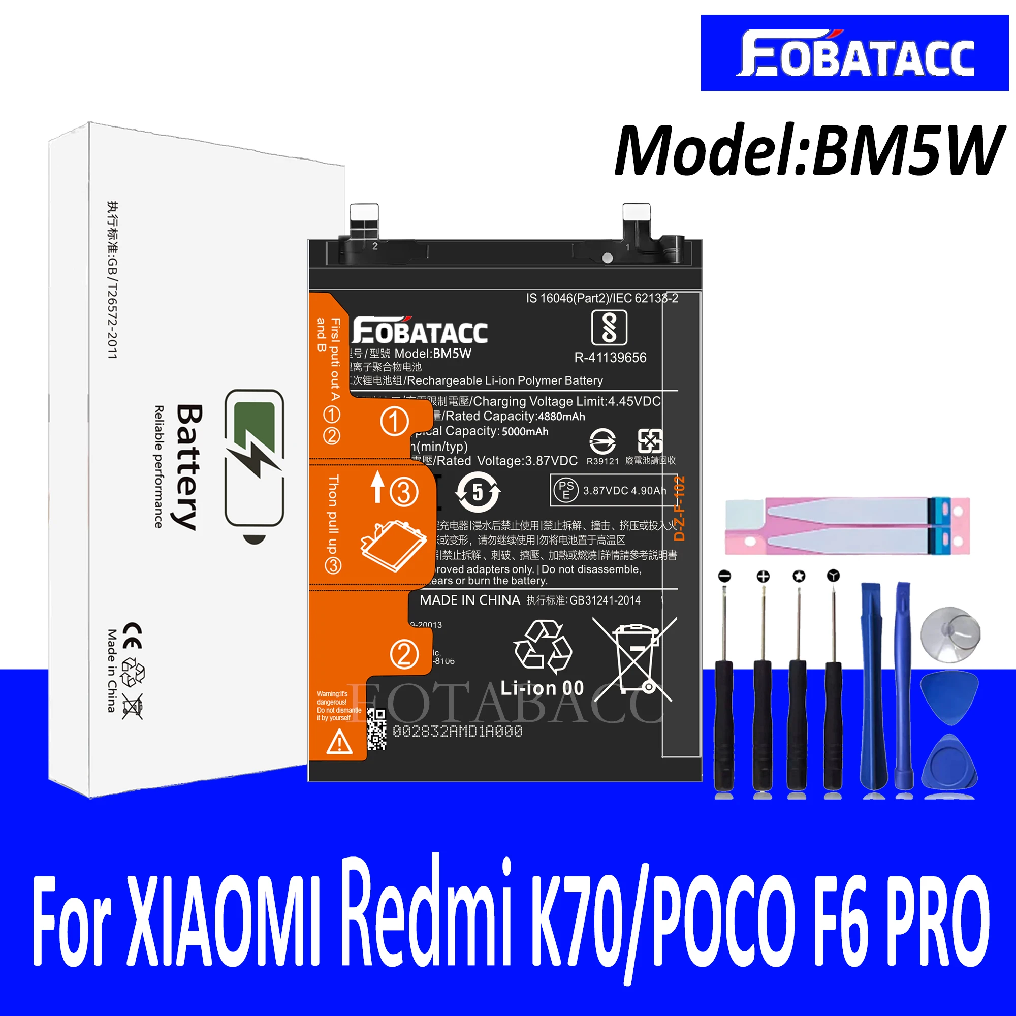 EOTABACC 100% New Original Battery BM5W For XIAOMI K70/POCO F6 PRO Battery +Tools